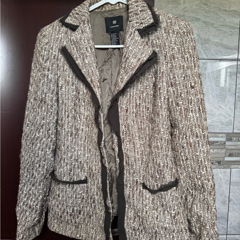 Collection B Textured Blazer - Brown and Cream